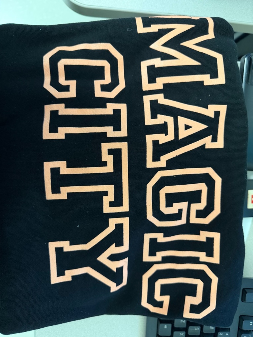 Black magic city NWT authentic Graphic hoodie with Peach Block Lettering
